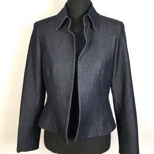 KASPER Dark Blue Denim Look Blazer Jacket Size 4